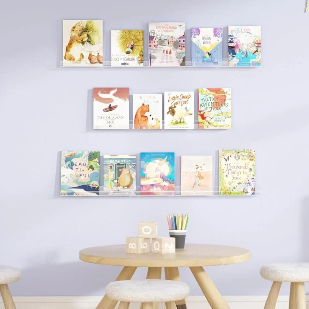 9 Pack Clear Acrylic Floating Shelves Wall Mount 12" Shelves - Picture 4 of 5